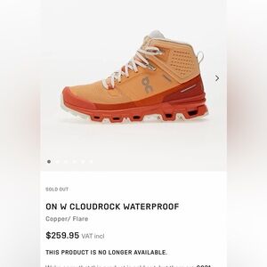 On Cloudrock 2 Waterproof Women's Hiking Boot in Orange sz 5 woman new in box!!